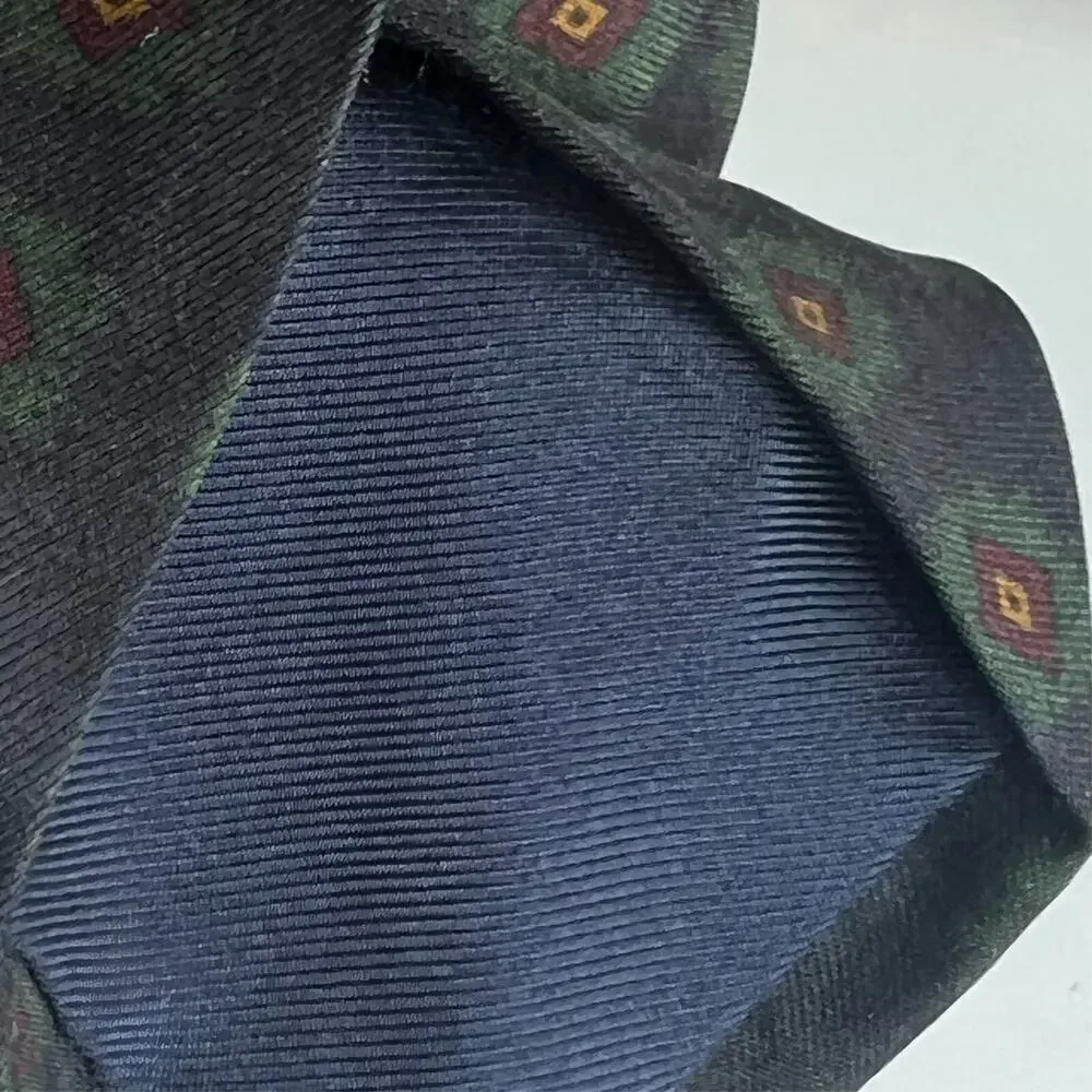 Polo by Ralph Lauren Men's Green Floral Design Silk Tie Handmade In Italy